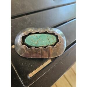 Navajo Silver Turquoise Belt Buckle